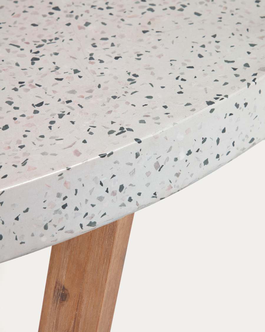Table ronde Shanelle en terrazzo blanc et bois d'acacia Ø 120 cm