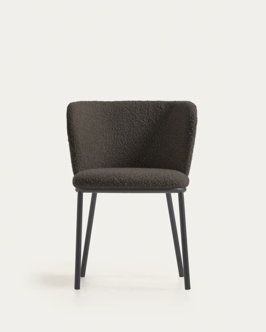 Chaise Ciselia bouclette noire et pieds en acier avec finition noire FSC Mix Credit