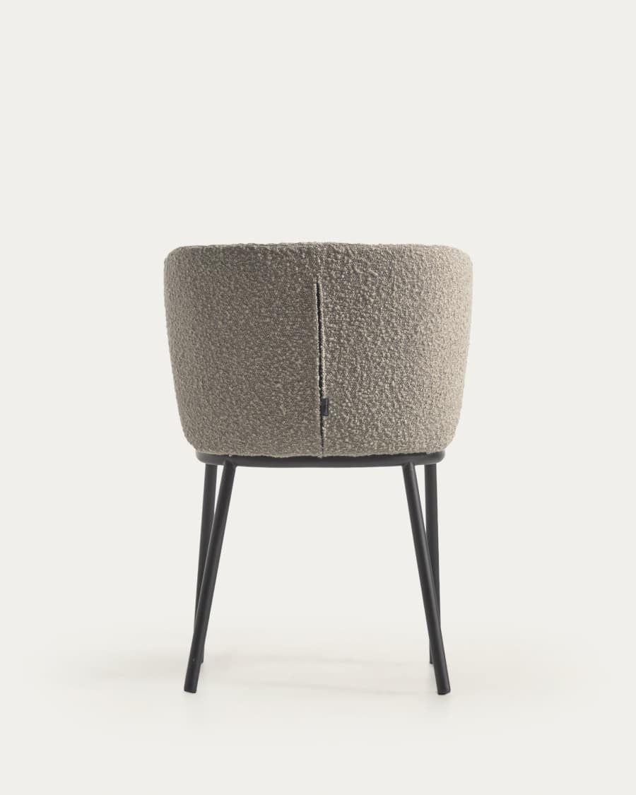 Ciselia chair with light grey bouclé and steel legs with black finish FSC Mix Credit