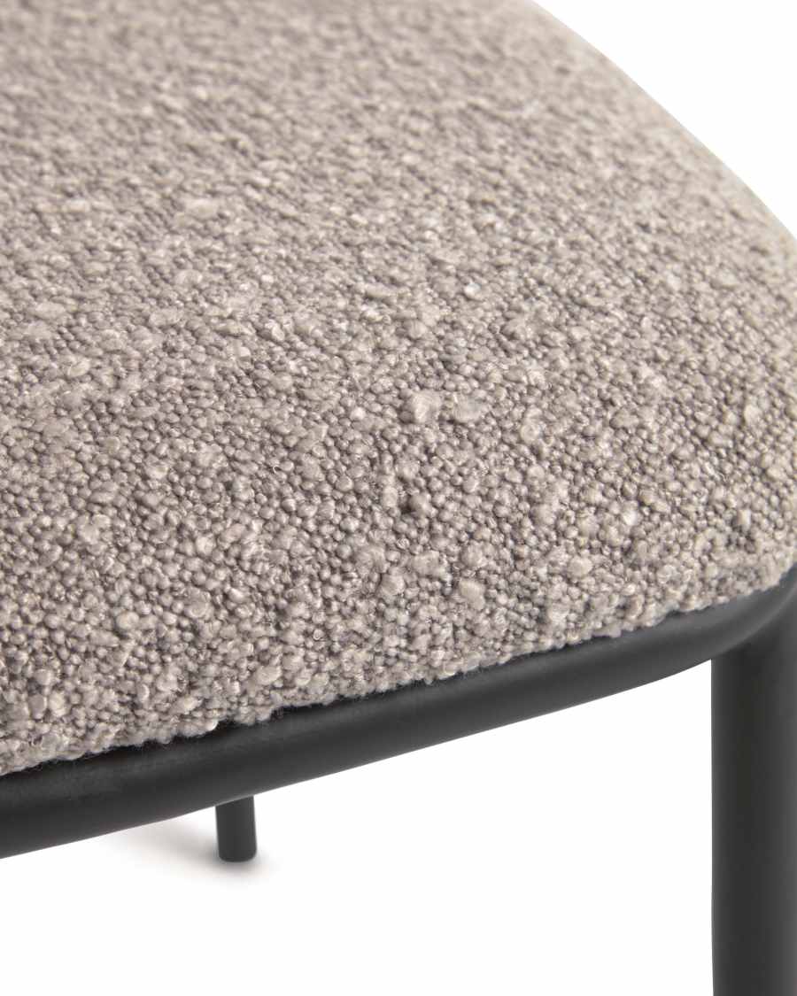 Ciselia chair with light grey bouclé and steel legs with black finish FSC Mix Credit