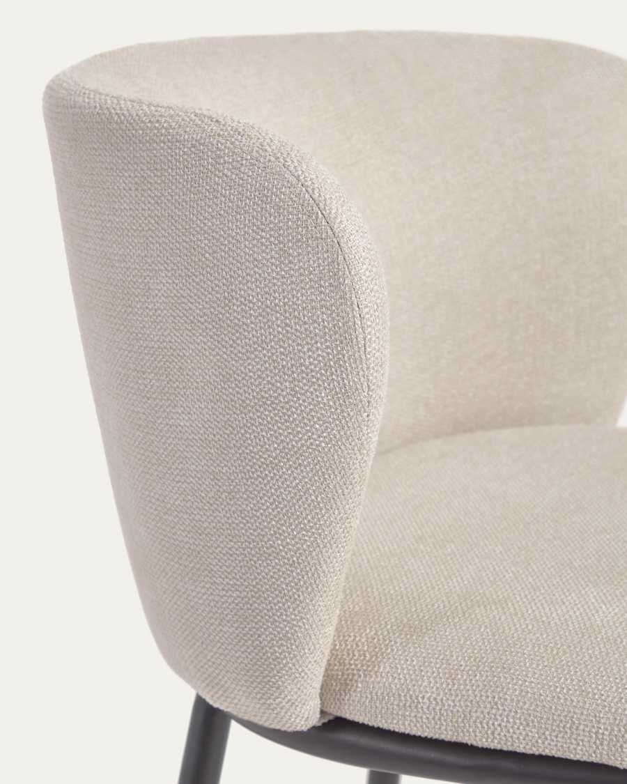 Ciselia chair in beige chenille and steel legs with black finish FSC Mix Credit