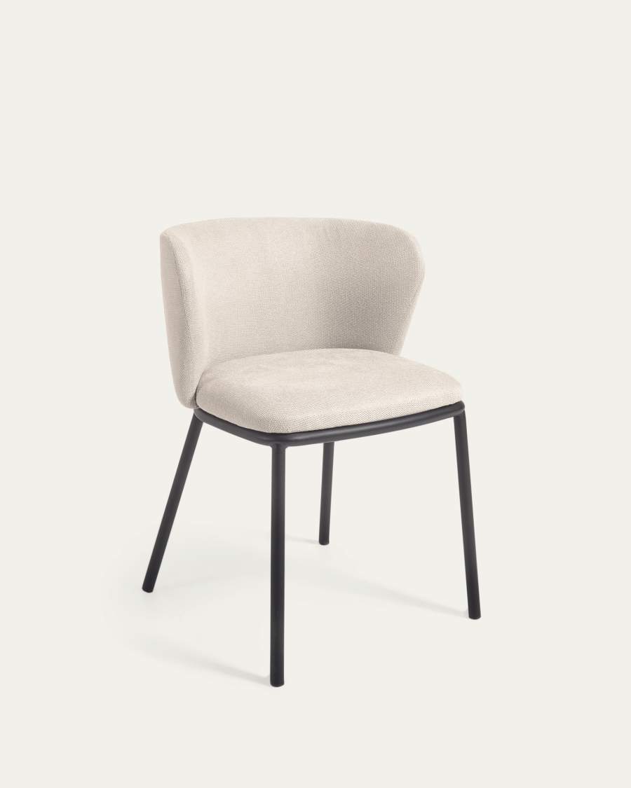 Ciselia chair in beige chenille and steel legs with black finish FSC Mix Credit