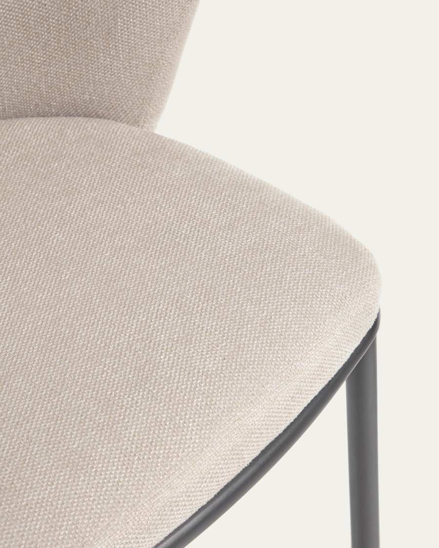 Ciselia chair in beige chenille and steel legs with black finish FSC Mix Credit