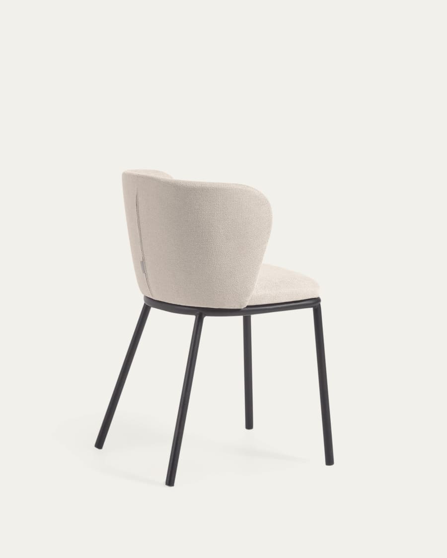 Ciselia chair in beige chenille and steel legs with black finish FSC Mix Credit