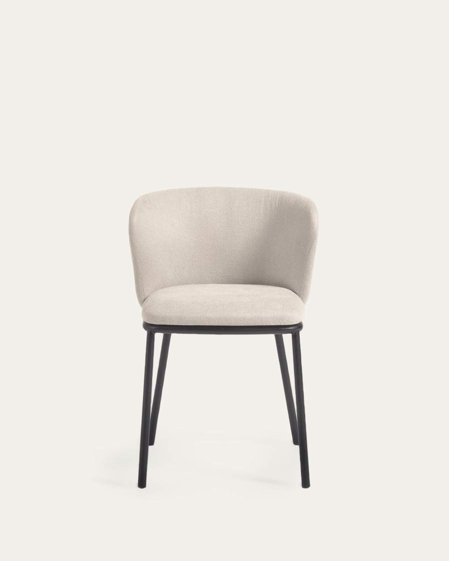 Ciselia chair in beige chenille and steel legs with black finish FSC Mix Credit
