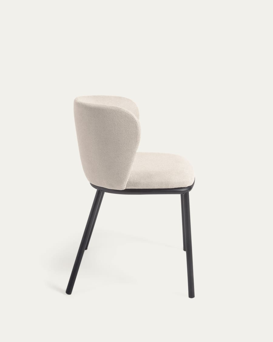 Ciselia chair in beige chenille and steel legs with black finish FSC Mix Credit