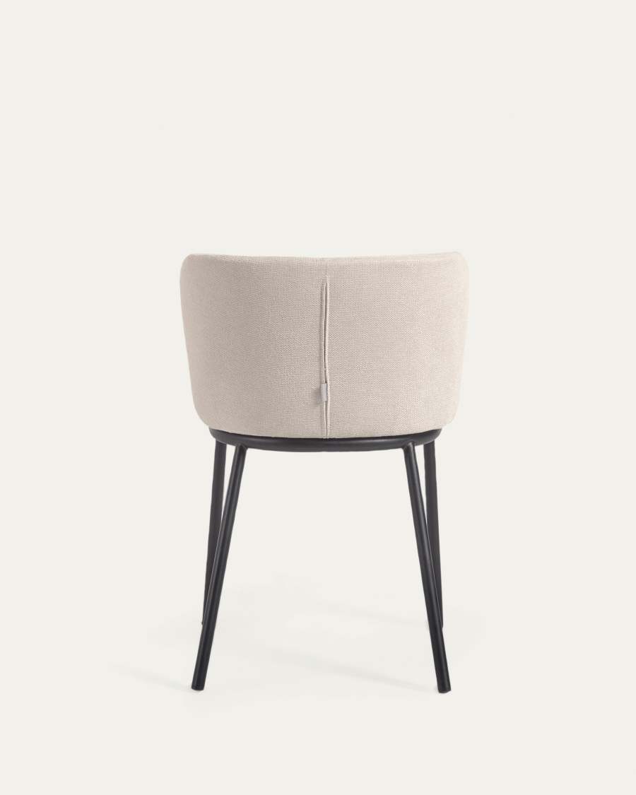 Ciselia chair in beige chenille and steel legs with black finish FSC Mix Credit