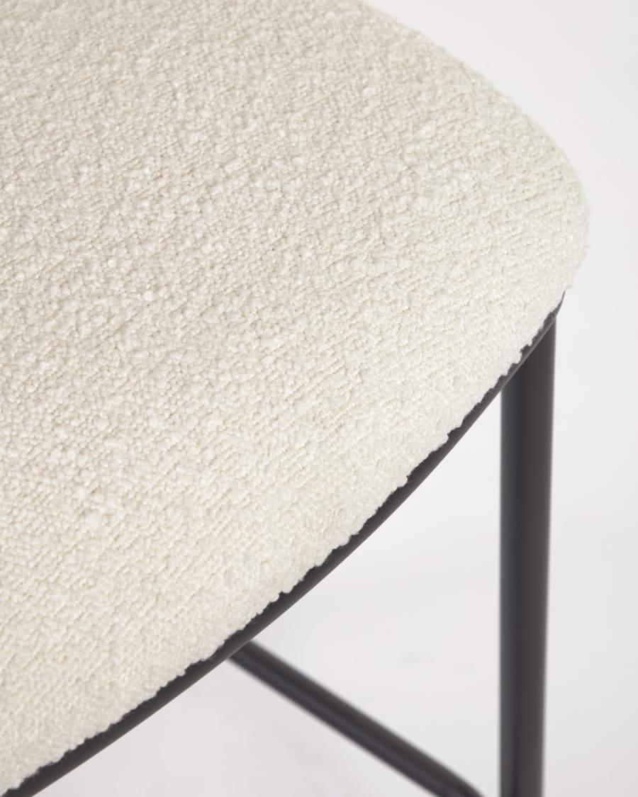 Ciselia stool with white bouclé and black steel legs height 65 cm FSC Mix Credit