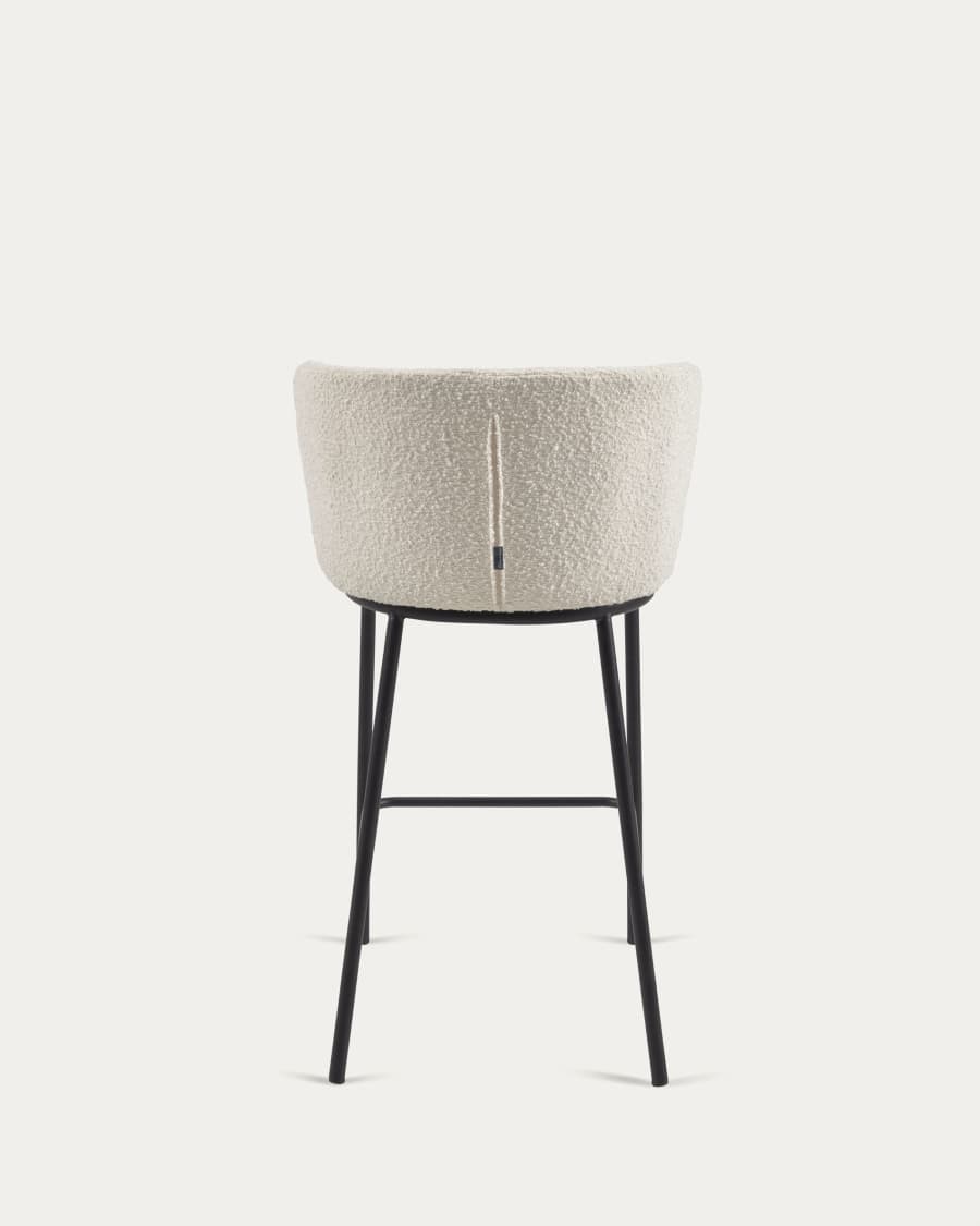 Ciselia stool with white bouclé and black steel legs height 65 cm FSC Mix Credit
