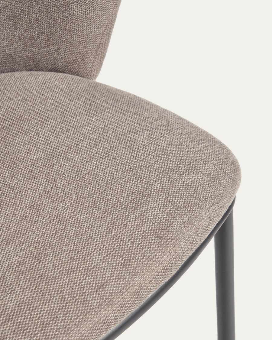 Ciselia stool in light brown chenille and black steel legs 75 cm FSC Mix Credit