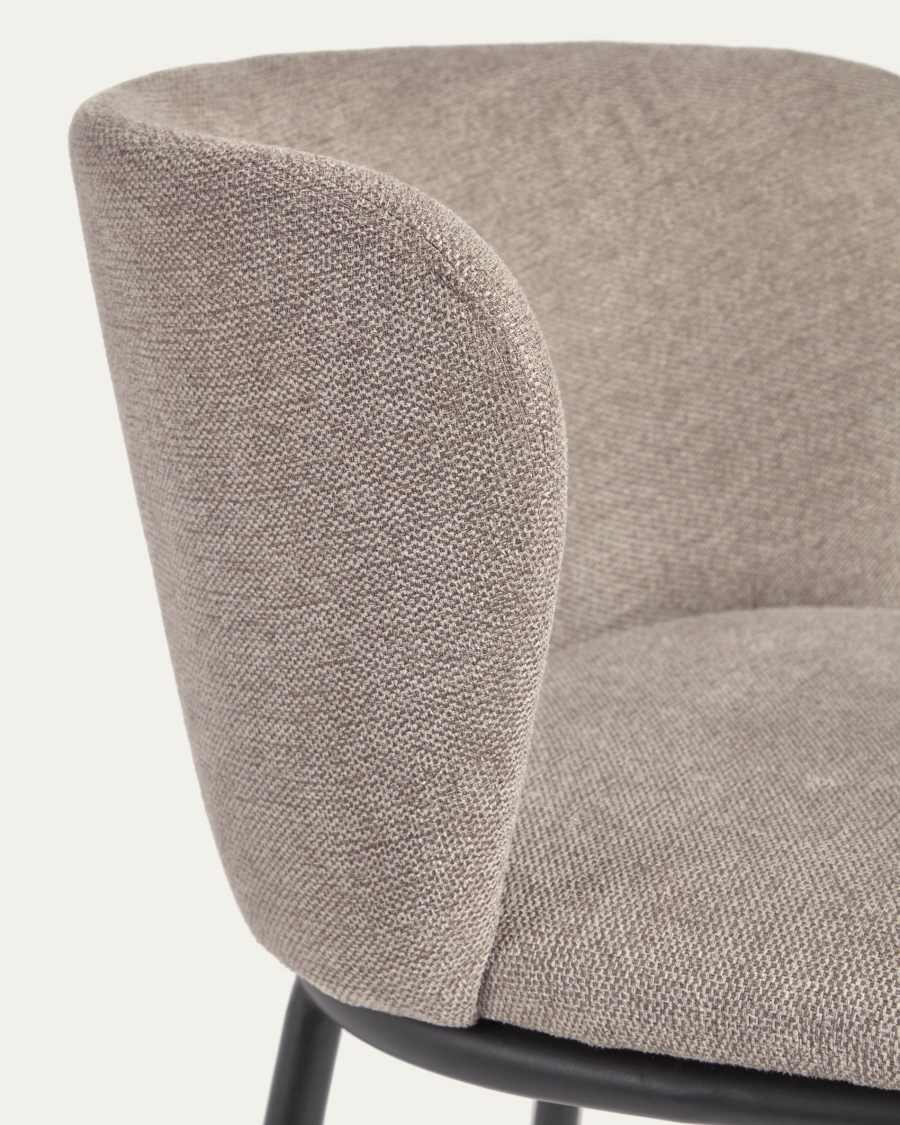 Ciselia stool in light brown chenille and black steel legs 75 cm FSC Mix Credit
