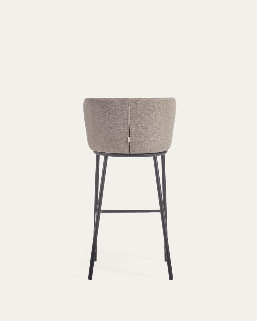 Ciselia stool in light brown chenille and black steel legs 75 cm FSC Mix Credit