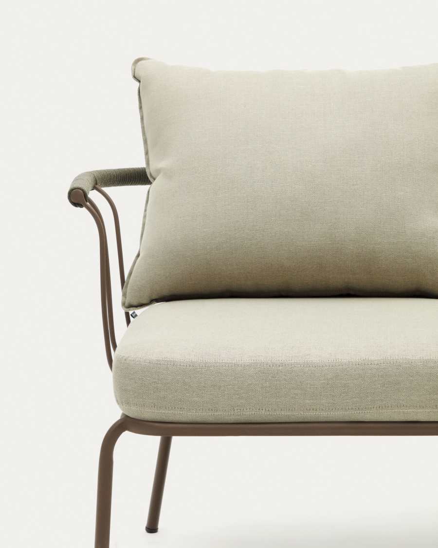 Divano a 2 posti Salguer in corda verde e acciaio verniciato marrone 134 cm