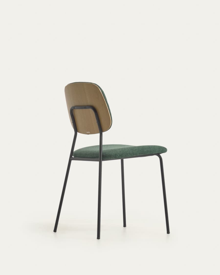 Benilda dark green stackable chair oak veneer and steel with black finish FSC Mix Credit