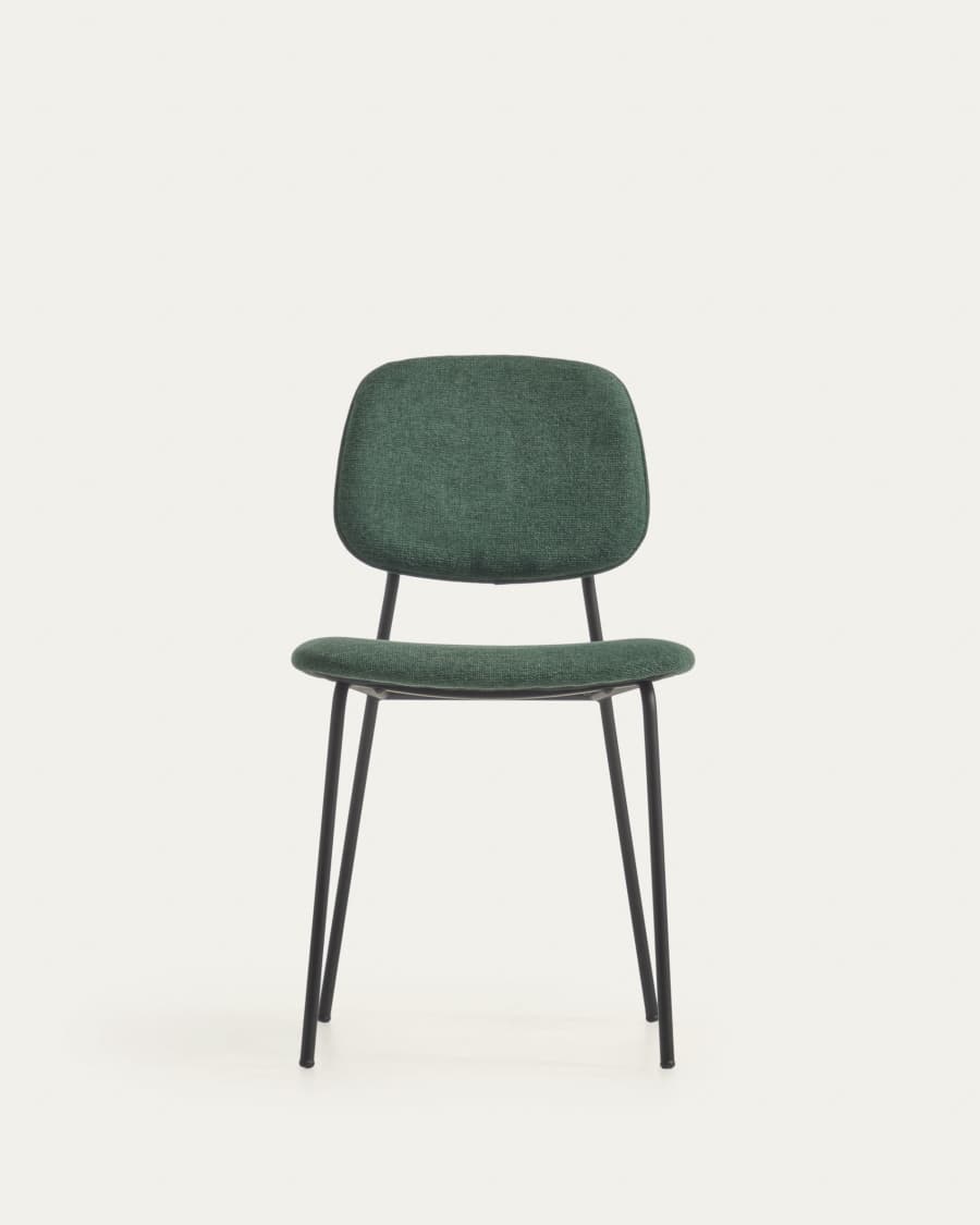 Benilda dark green stackable chair oak veneer and steel with black finish FSC Mix Credit