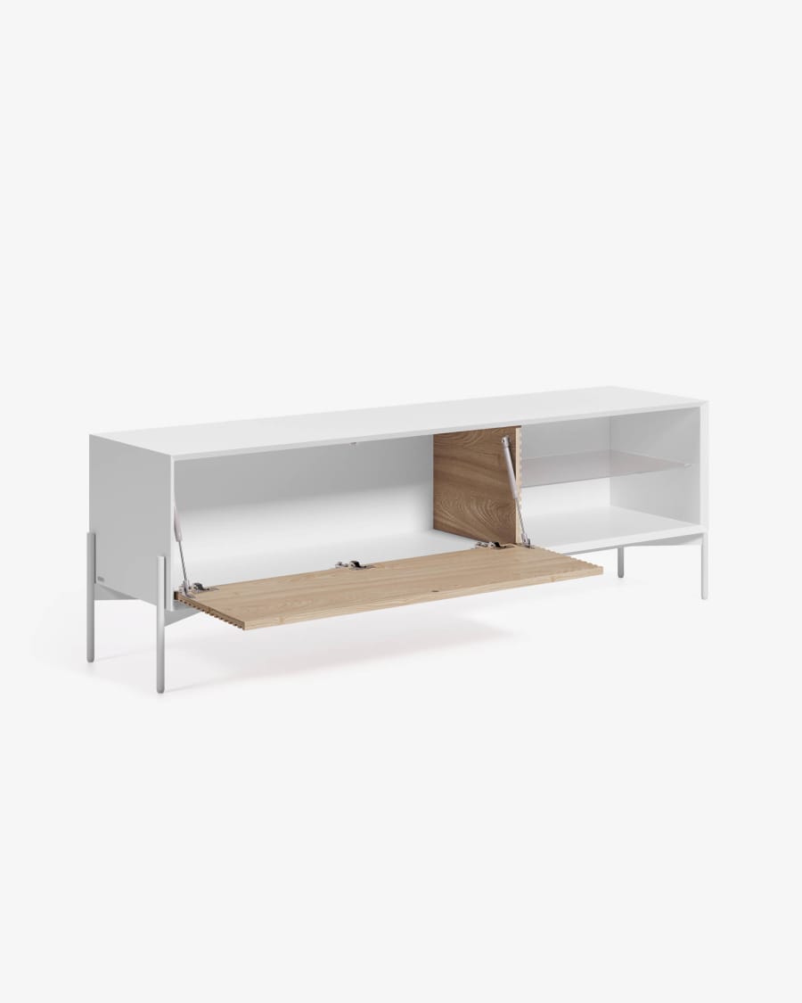 Marielle TV stand made from ash wood with white lacquer 167 x 53 cm.