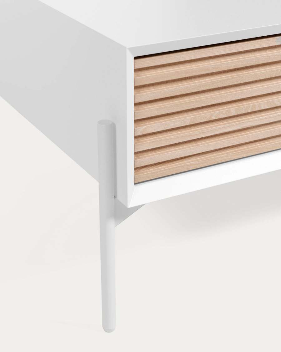 Marielle Couchtisch aus Eschenfurnier und weiß lackiert 124 x 70 cm