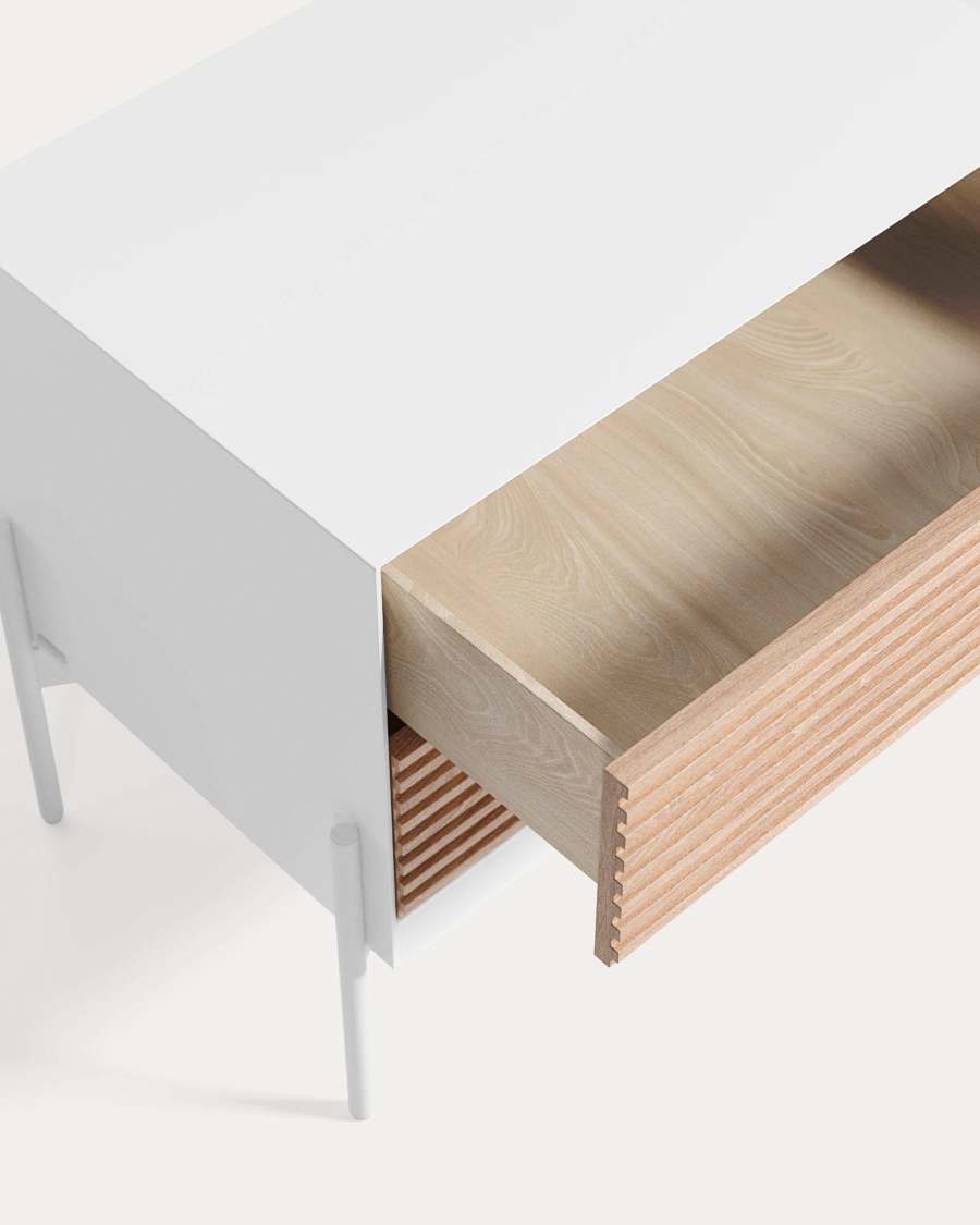 Marielle bedside table made from ash wood with white lacquer 64 x 54 cm