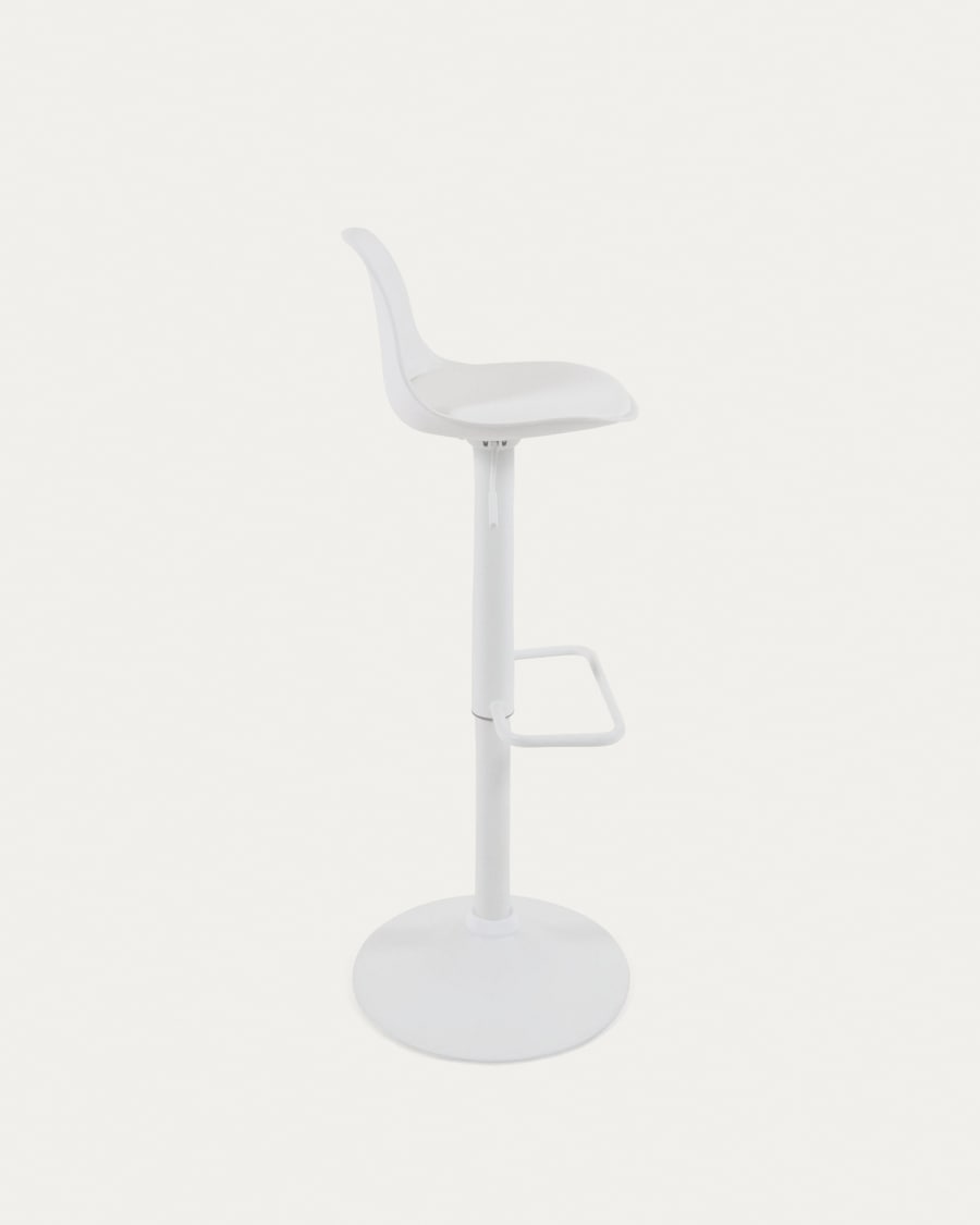 Orlando-T barstool white synthetic leather and matt white steel 60-82 cm