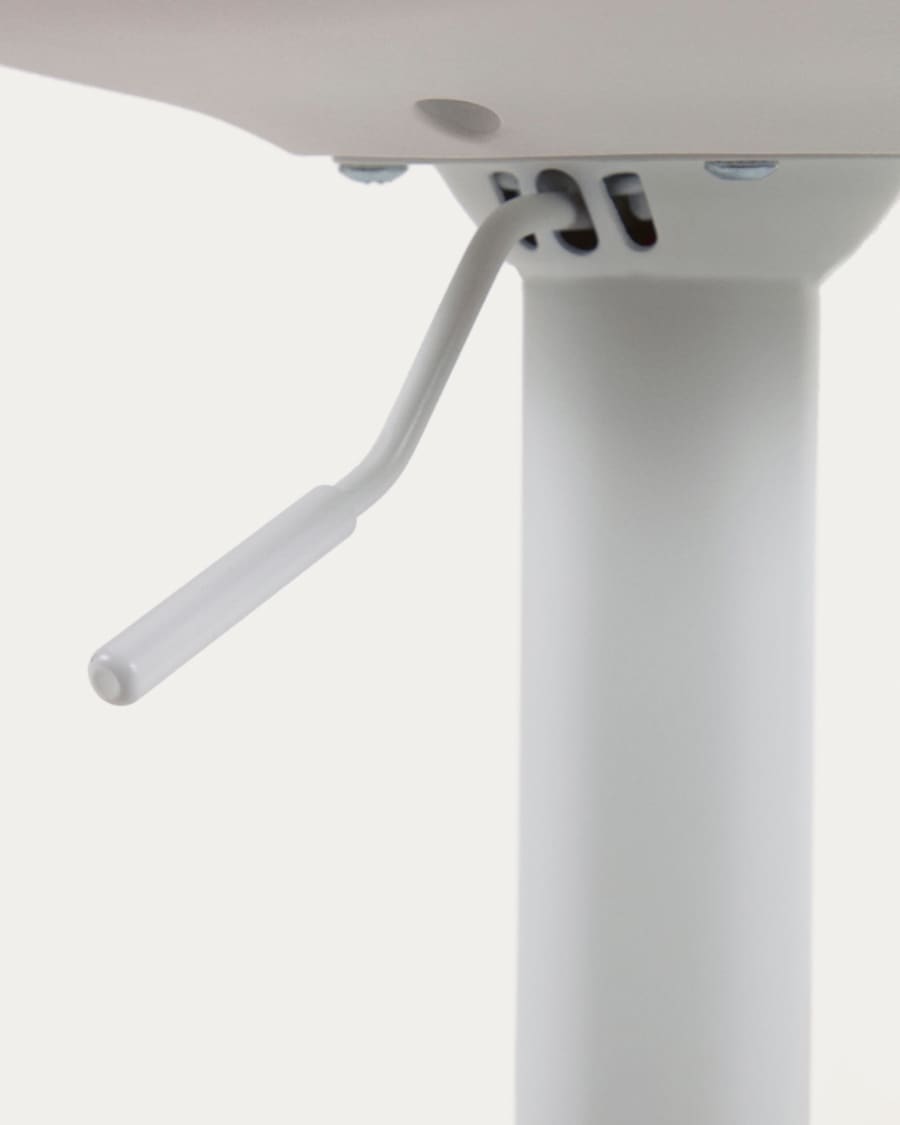 Orlando-T barstool white synthetic leather and matt white steel 60-82 cm