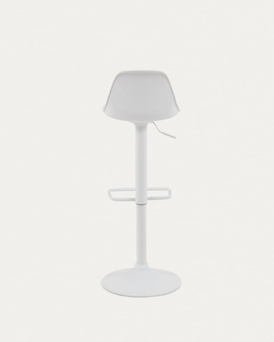 Orlando-T barstool white synthetic leather and matt white steel 60-82 cm