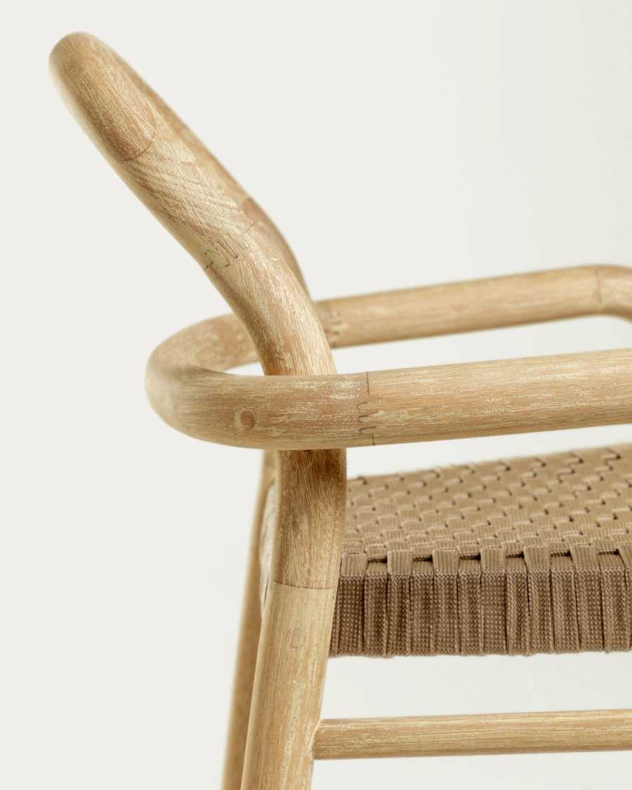 Sheryl stool made from solid eucalyptus and beige cord 79 cm FSC 100%