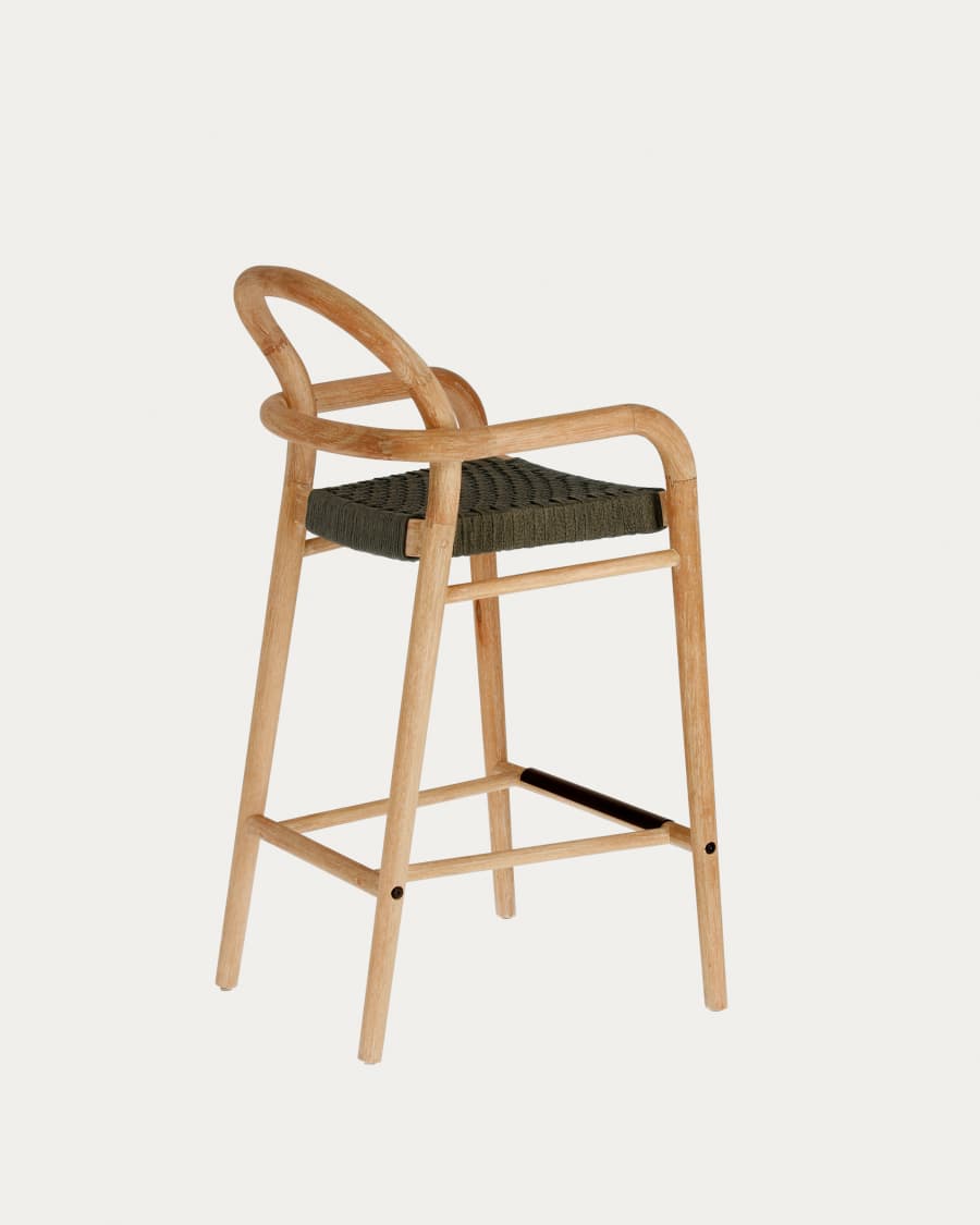 Sheryl stool made from solid eucalyptus and green cord 69 cm FSC 100%