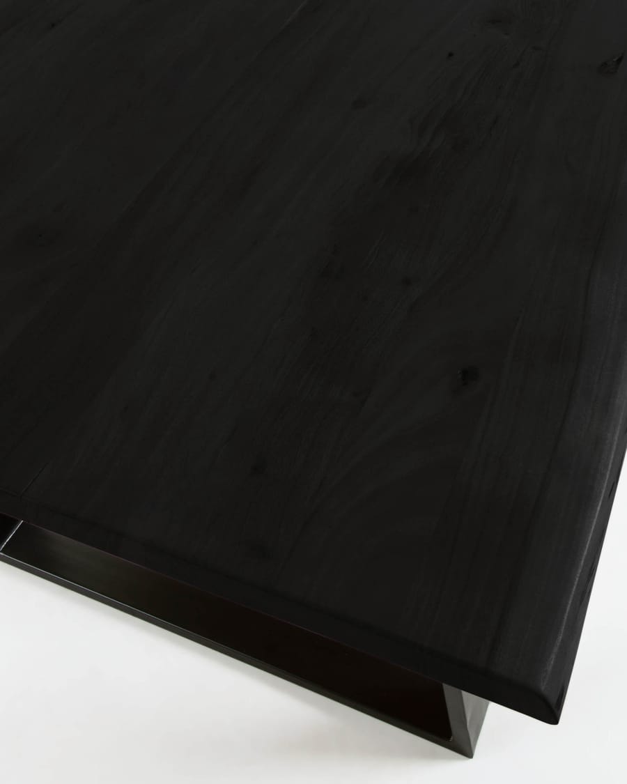 Table Alaia en bois d'acacia noir et pieds en acier noir 180 x 90 cm