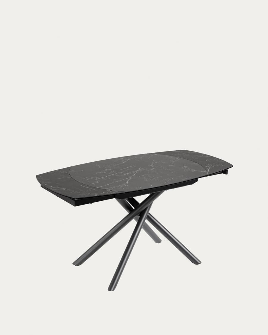 Table extensible Yodalia 130 (190) x 100 cm plateau en grès cérame et pieds en acier noir