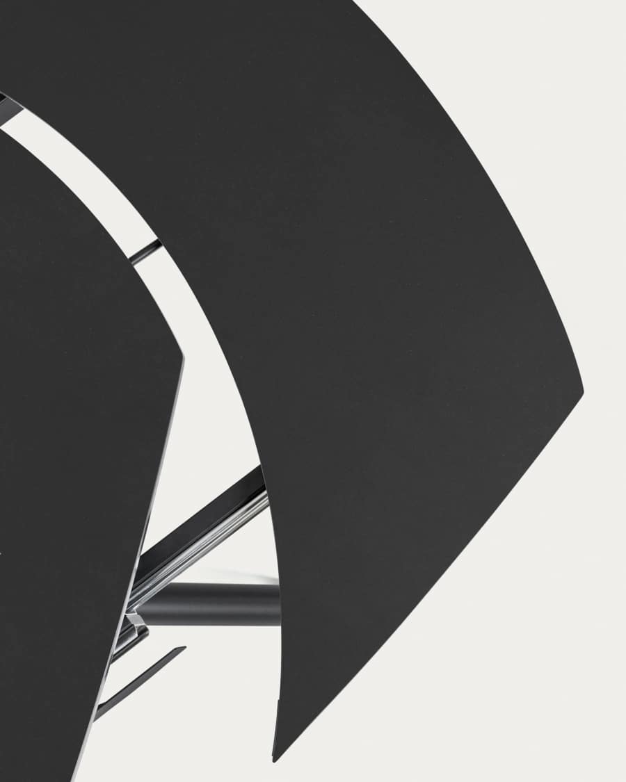 Yodalia extendable glass table with steel legs with black finish 130 (190) x 100 cm