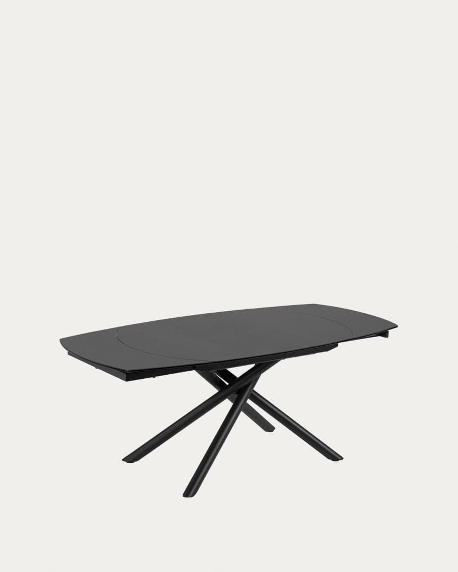 Yodalia extendable glass table with steel legs with black finish 130 (190) x 100 cm