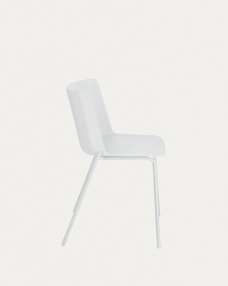 Sedia Hannia bianca e gambe in acciaio bianco
