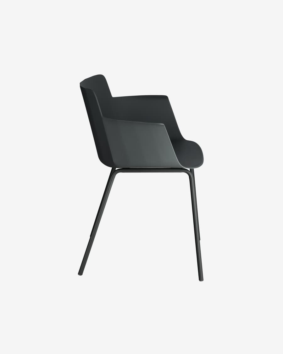 Outdoor Hannia black chair with armrests