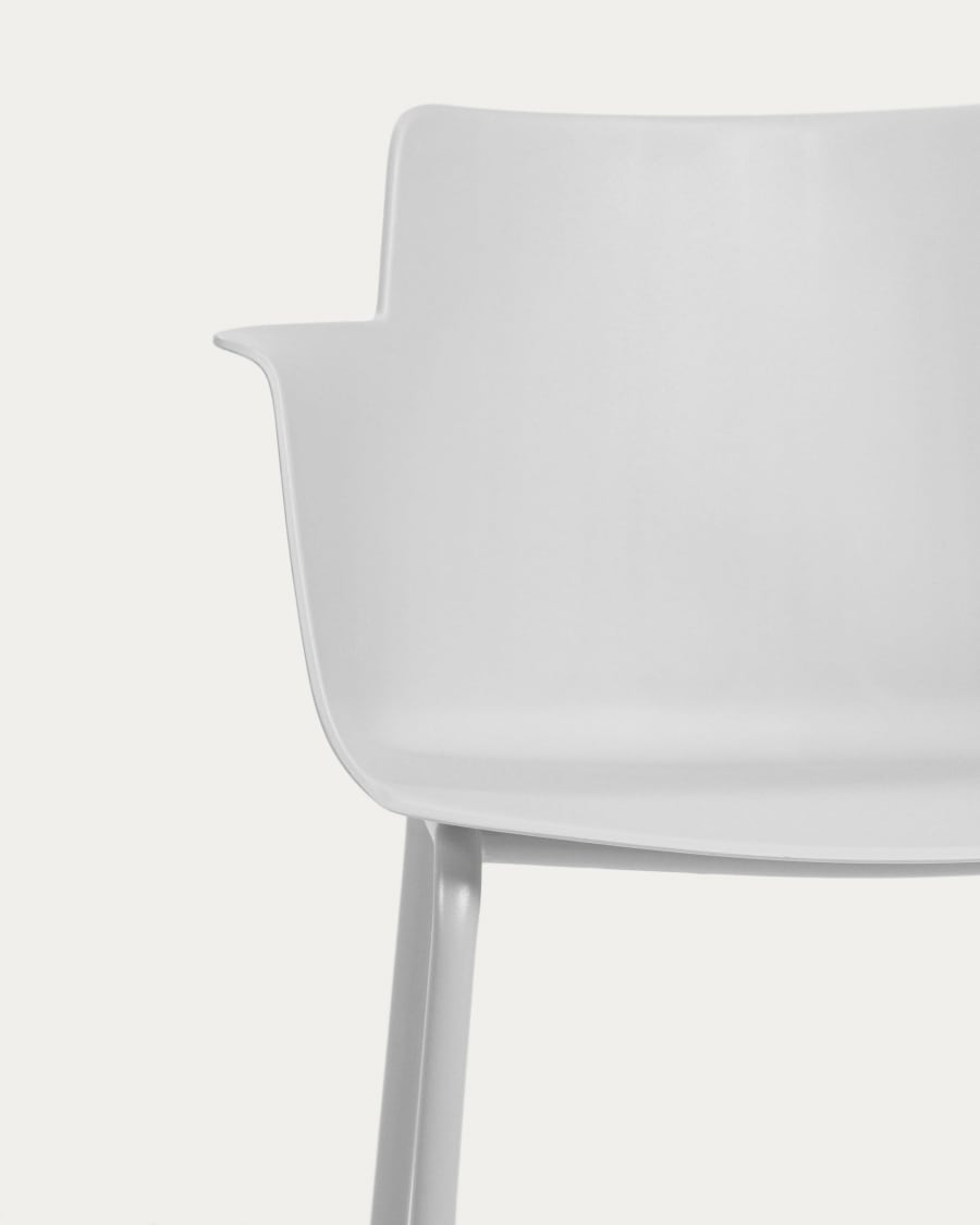 Hannia grey chair with armrests with grey steel legs