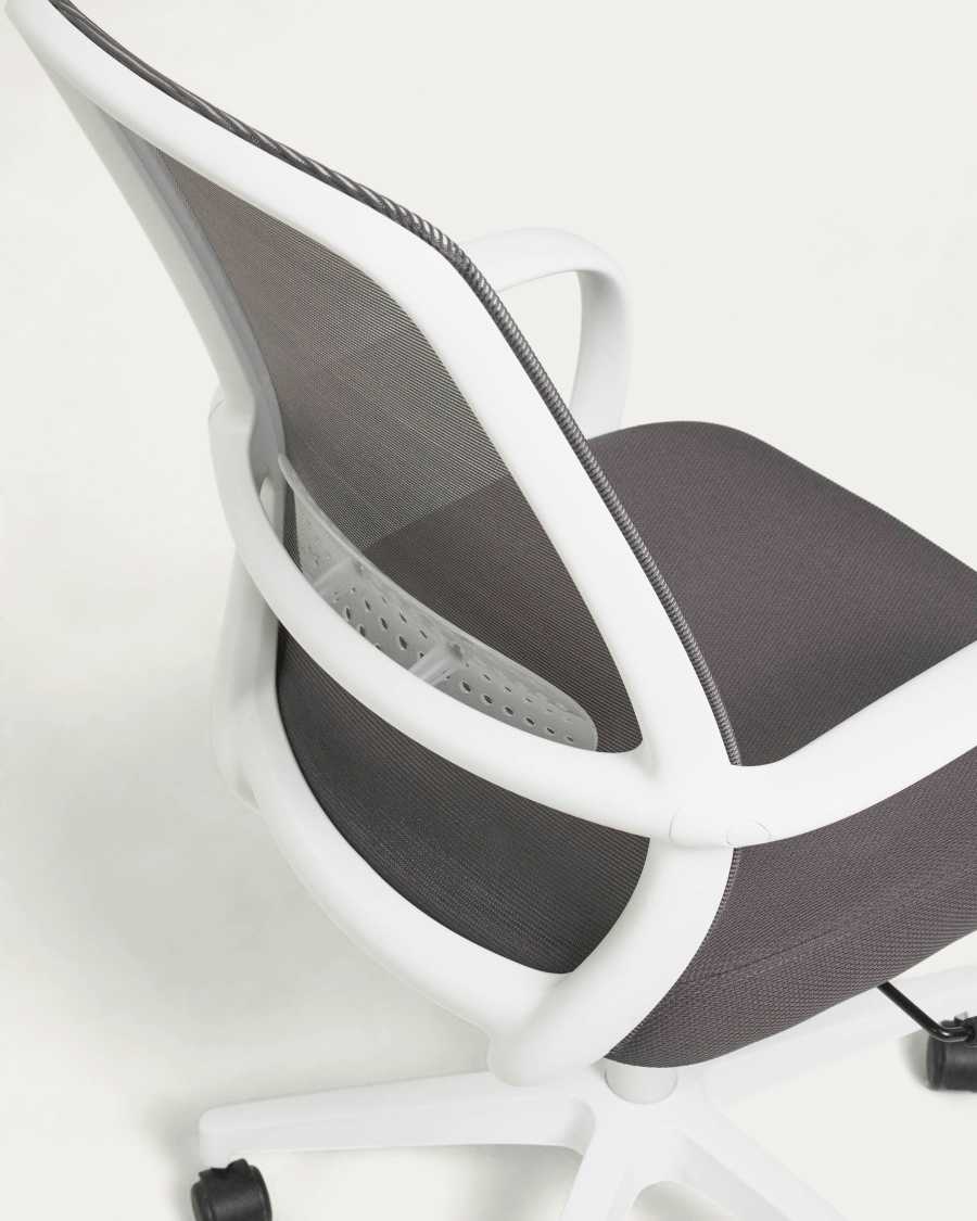 Melva office chair in grey and legs made of steel in white