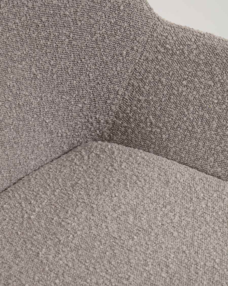 Konna chair in grey bouclé with solid ash wood legs in a natural finish