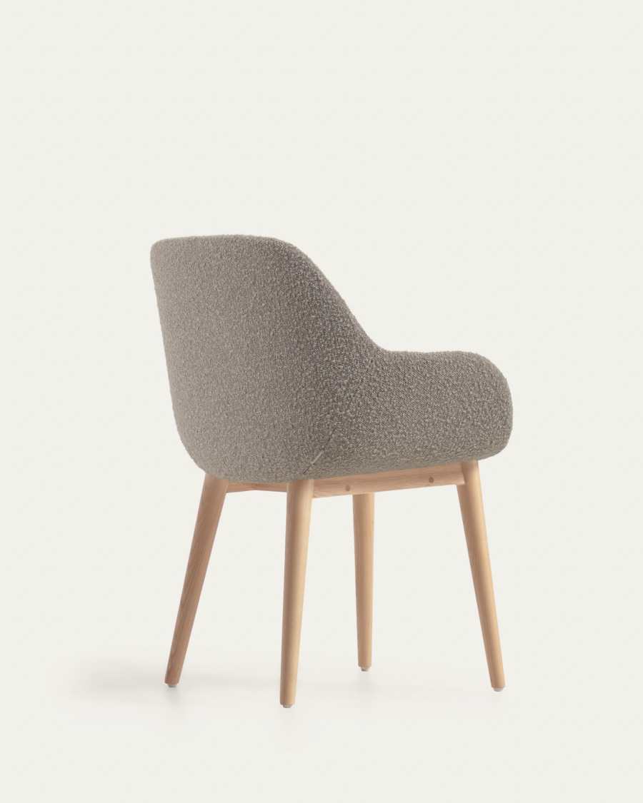 Konna chair in grey bouclé with solid ash wood legs in a natural finish