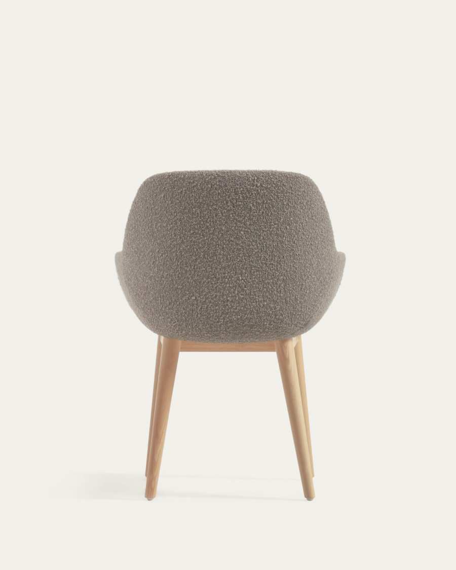 Konna chair in grey bouclé with solid ash wood legs in a natural finish