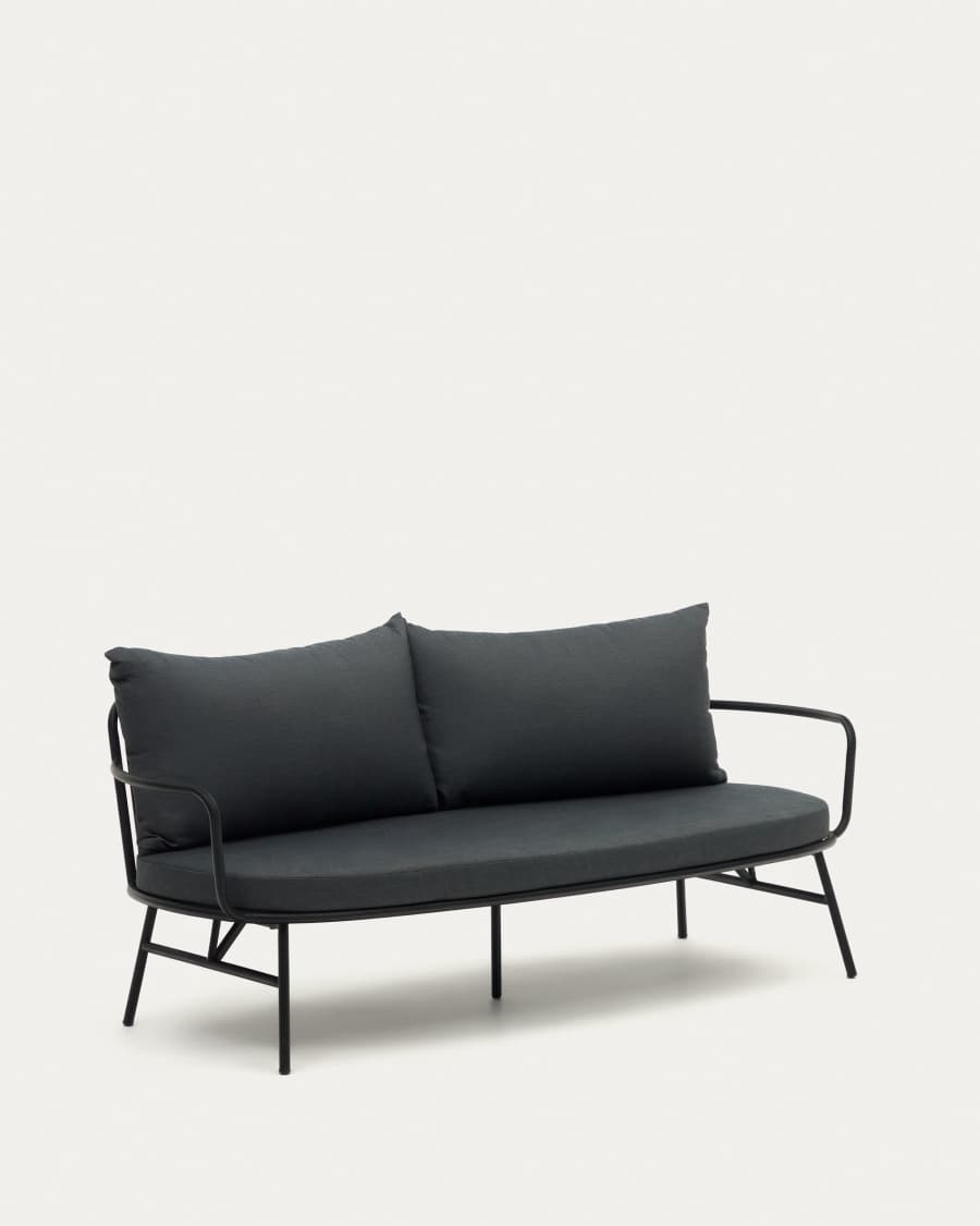 Bramant steel 2 seater sofa with black finish, 175.5 cm