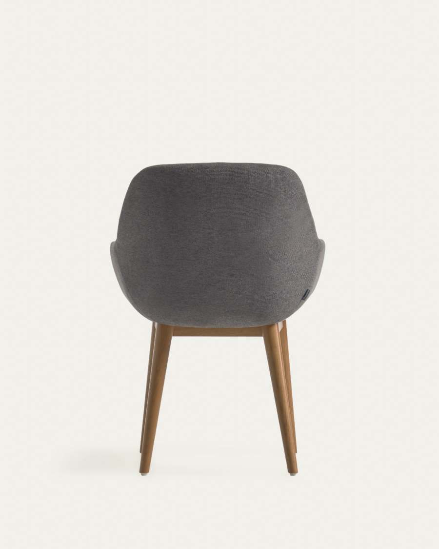Konna chair in dark grey with solid ash wood legs in a dark finish FR