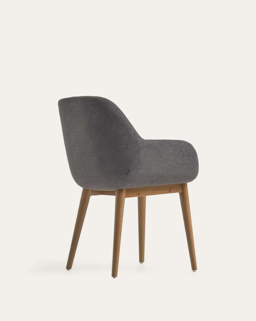 Konna chair in dark grey with solid ash wood legs in a dark finish FR