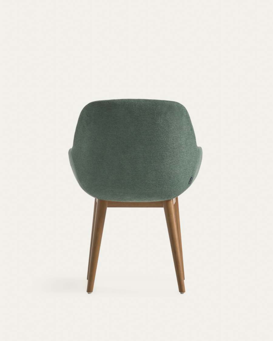 Konna chair in green with solid ash wood legs in a dark finish FR