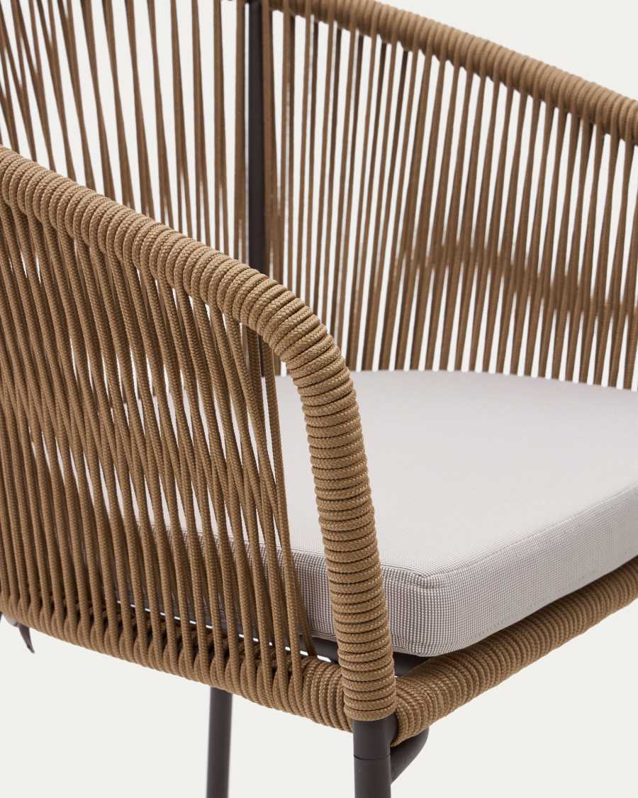 Yanet beige rope chair with galvanised steel legs