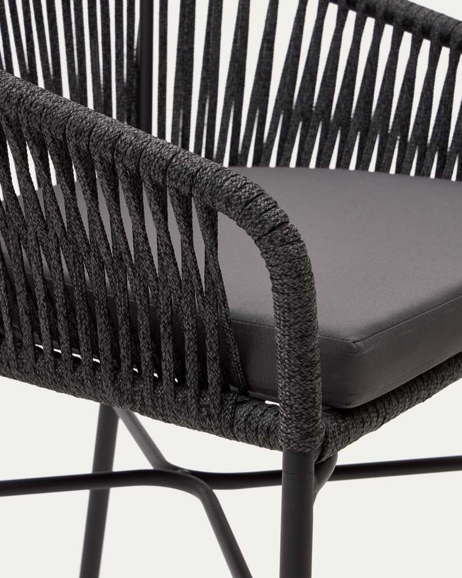 Tamboret Yanet de corda negre i acer galvanitzat altura 65 cm