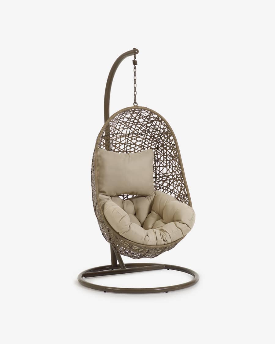 Florina brown hanging chair with base