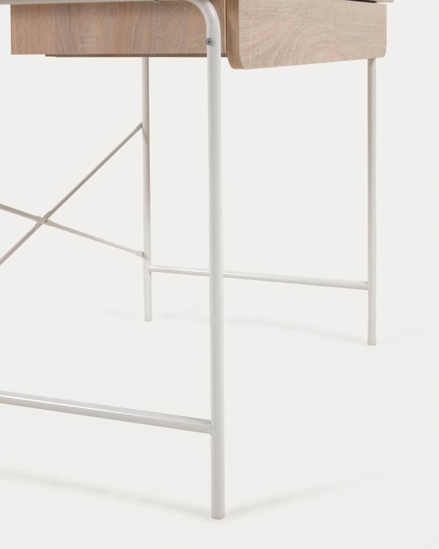 Yamina melamine and metal desk with white finish 100 x 60 cm