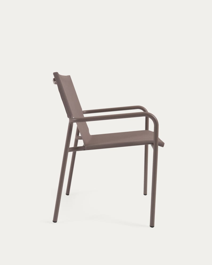 Zaltana stackable outdoor chair in aluminium with matt brown painted finish