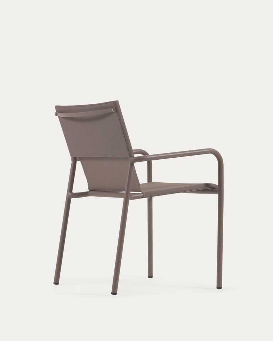 Zaltana stackable outdoor chair in aluminium with matt brown painted finish