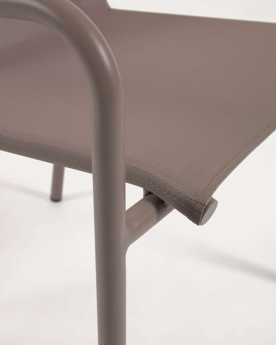 Zaltana stackable outdoor chair in aluminium with matt brown painted finish