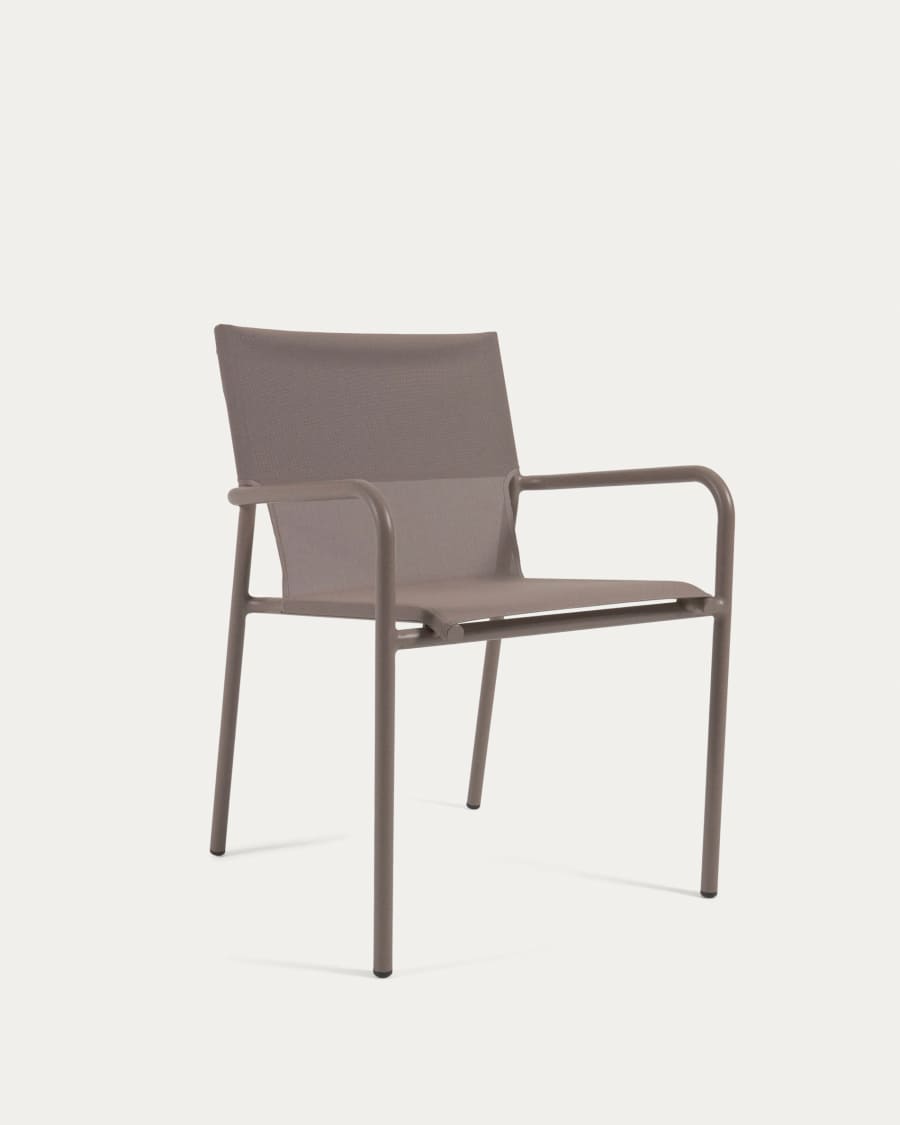 Zaltana stackable outdoor chair in aluminium with matt brown painted finish